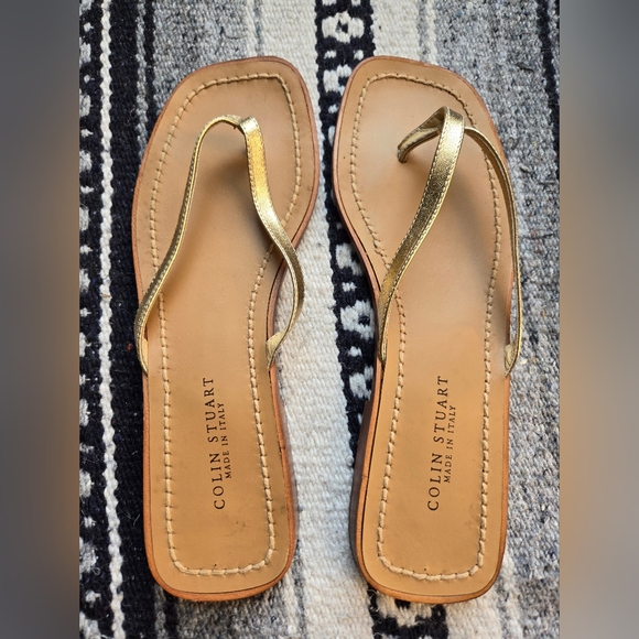 Colin Stuart Italian Made Sz 8.5 Gold Strappy Sandals - Picture 1 of 6